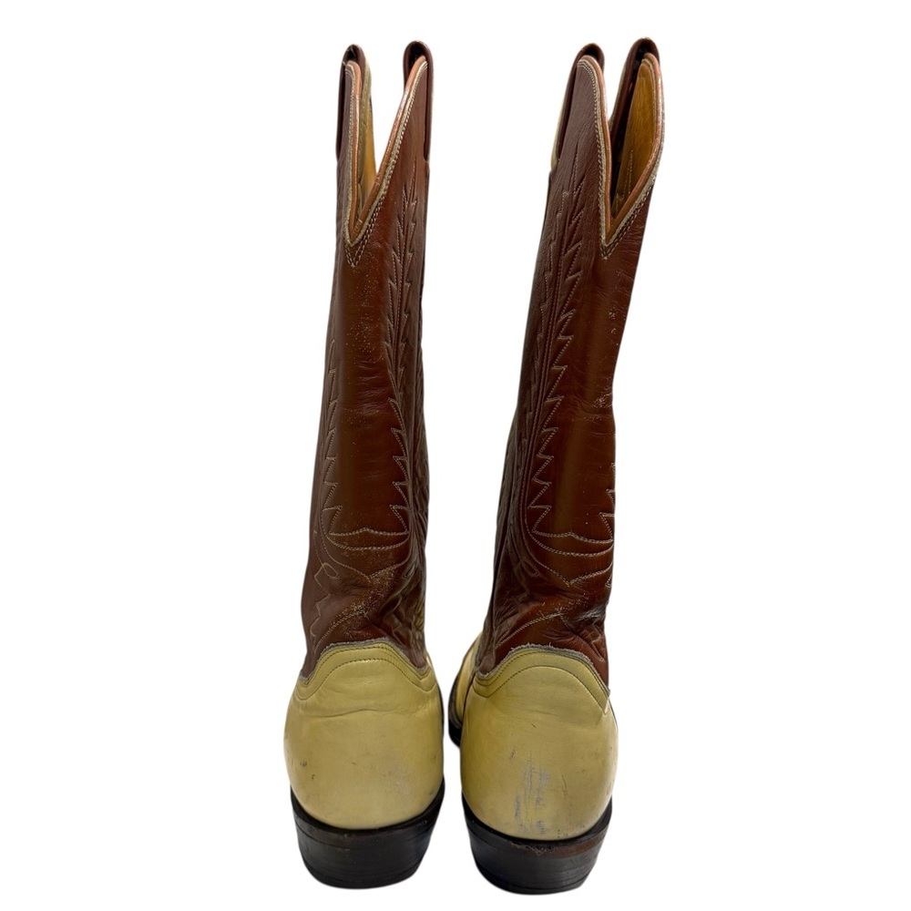 Tony Lama 6214 Vintage Brown/Cream Label Two Tone Western Boots Men’s Sz 8.5 - Picture 6 of 8